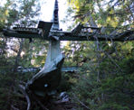 The tail piece of the Canso Plane on the side of Radar Hill near Tofino