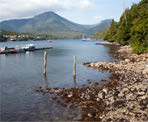 Hotsprings Village across the inlet from the dock where you are dropped off in Maquinna Marine Provincial Park